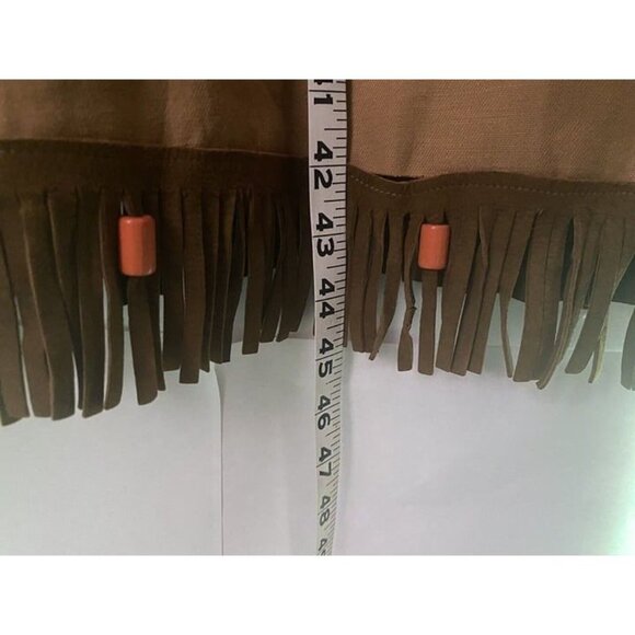 1959 Camp Fire Wo He LO Girls Ceremonial Gown With Leather Fringe Beads Patches - Picture 9 of 10